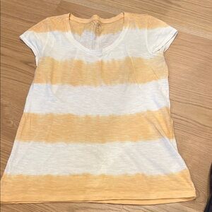 LOFT Orange and White Striped Tee